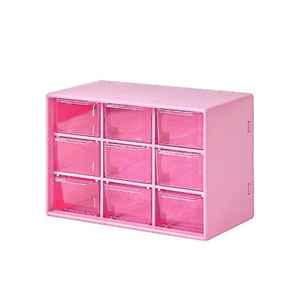 2-pakks håndverkboksoppbevaring med 9 skuffer - Skrivebordsoppbevaringsorganisator Mini skuffer for håndverk Smykker Kosmetikk Kunst Sytilbehør med 9 skuffer with 9 Drawers Rose Red