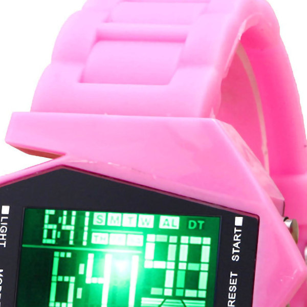 Digitalt Airplane Watch Multifunktionelt Unisex Farverigt Led Airplane Watch til kvinder og mænd Pink