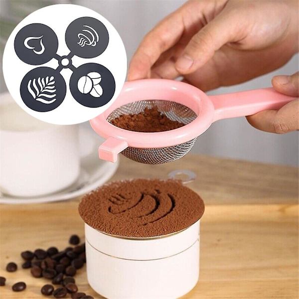 4 stk. Cappuccino Kaffe Dekoration Rustfrit Stål Skabeloner Kaffe Kunst Skabelon Kaffe Form Værktøj til Kage Kaffe Havregryn Varm Chokolade Black