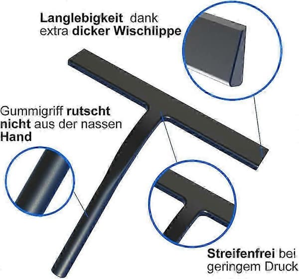 Silikone bruseskraber med kerne af rustfrit stål til rengøring af glas, sorte fliser, lille