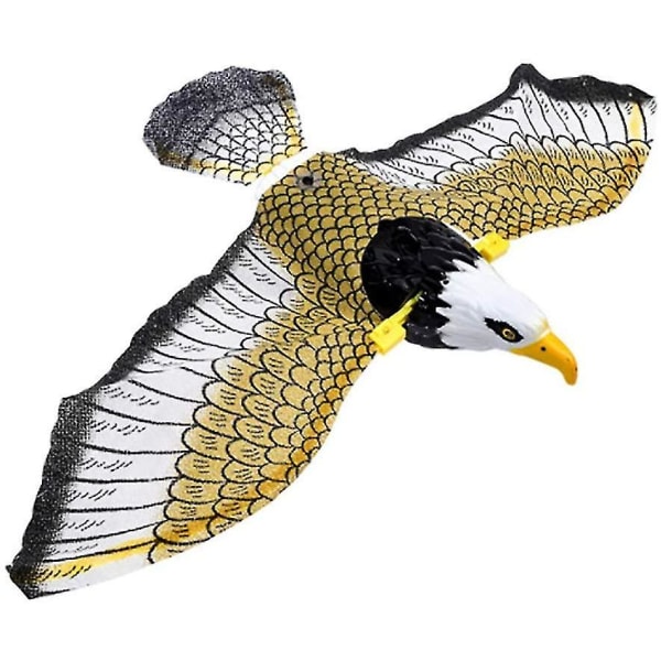 Elektronisk flyvende ørn lysende hengende fugl med musikk skadedyravstøtende hagedekro (1 stk, gul)