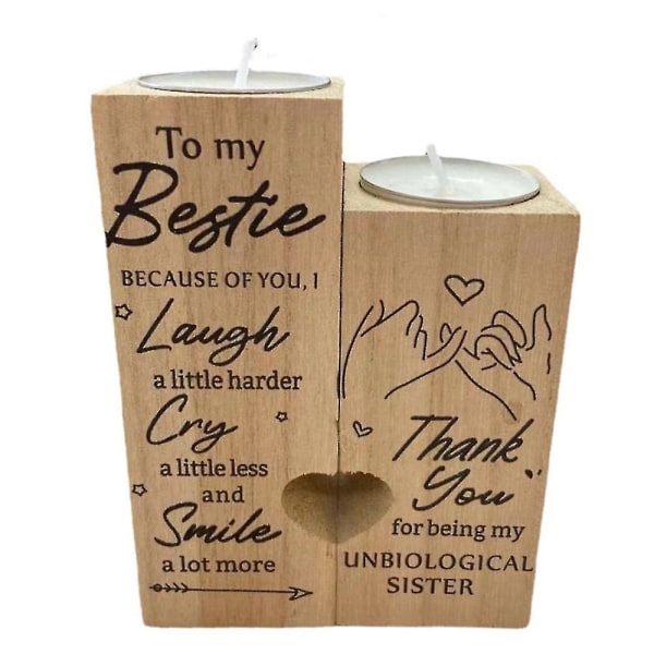 Ystävänpäivän puinen pari, sydämenmuotoinen kynttilänjalka, kynttilänjalka kodinsisustuslahjat A