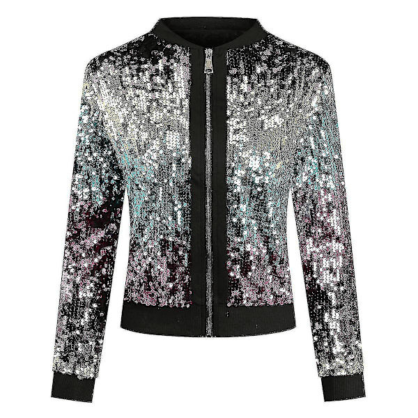 Damjacka med paljettpaneler, flerfärgad metallisk stil Purple XL
