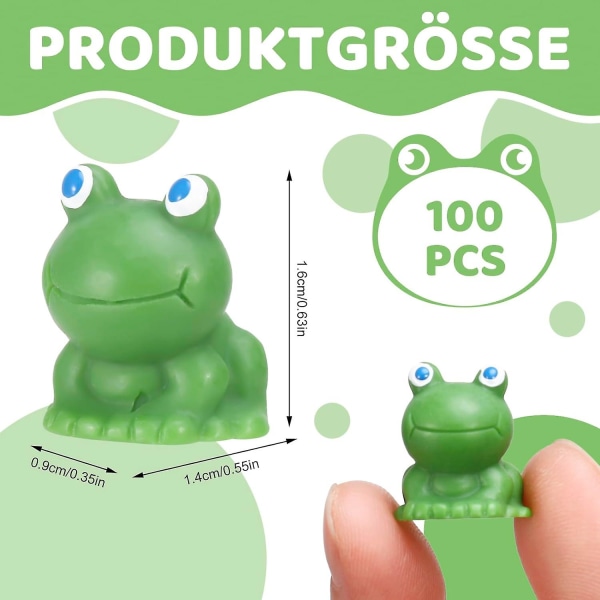 Mini Resin Frog Figurer Pakke med 100, Mini Frøer Grøn Frø Figurer, Fairy Garden Miniature figurer til akvariehave Landskab Dukkehus dekoration