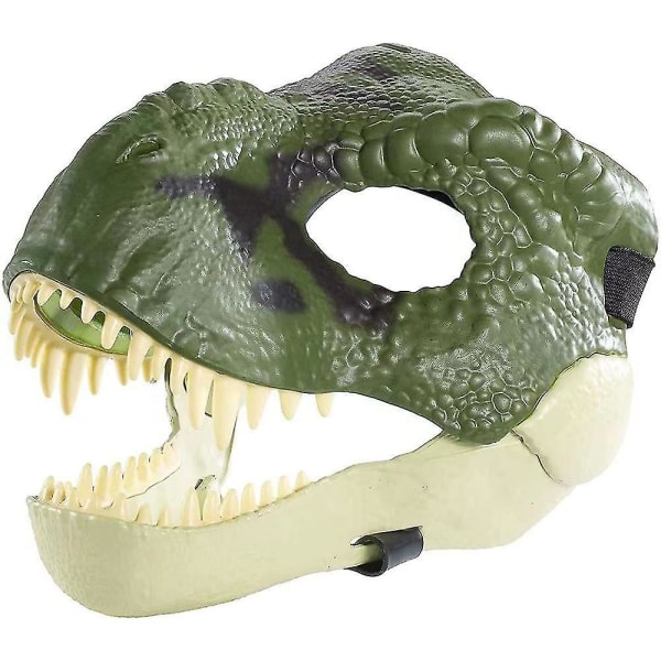 Dinosaur maske med åbningskæbe, Halloween fest dino maske til børn Voksen, Cosplay kostume rekvisitter Green