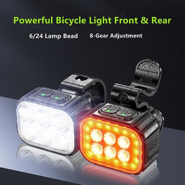 Cykellygter For og bag LED Genopladelig Lampe Mtb Cykel Forlygte Baglygte Q6 Front Light