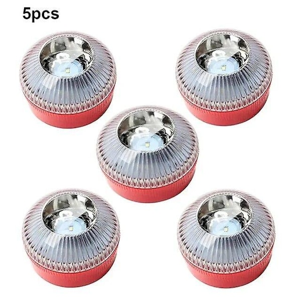 Nyeste Bærbare Nødlys V16 Homologeret Bil Nødblink Orange/Blå/Rød Magnetisk Induktions Stroboskoplys red 5pcs