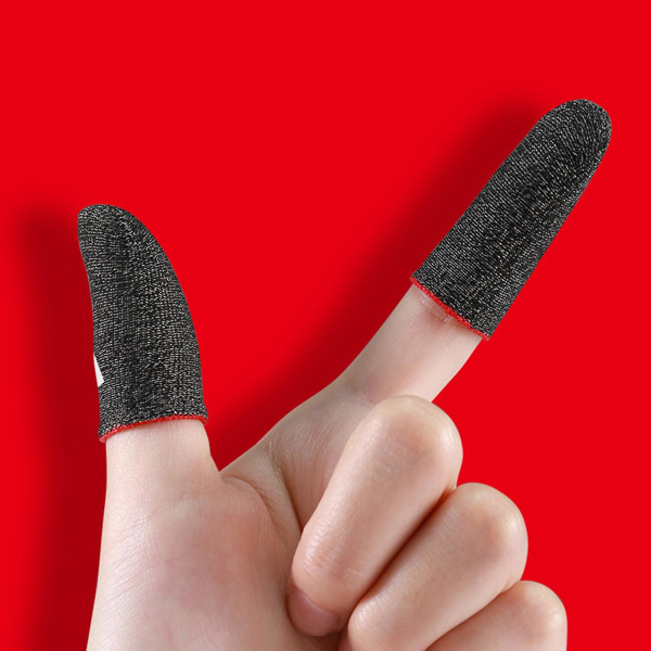 Pelisormihihat liukastumista estävät hienkestävät ultraohut kosketusnäyttö käsineet sormenpään cover mobiilipeleihin Red
