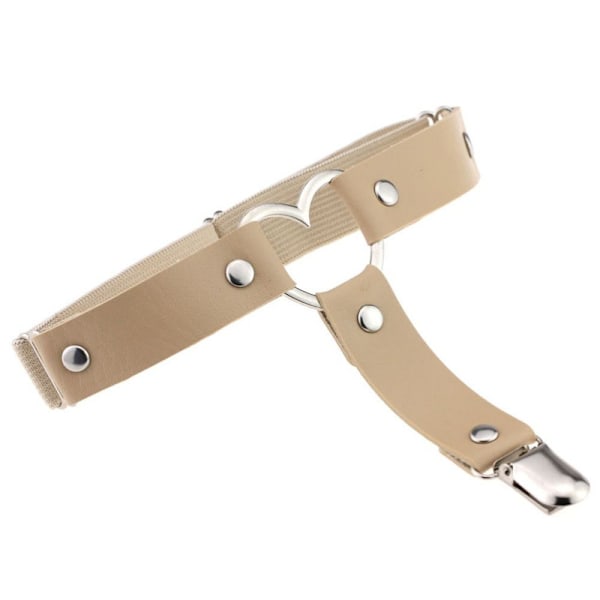 2 st Kvinnors Strumpband Elastiskt Hjärta PU-Läder Benstrumpband khaki