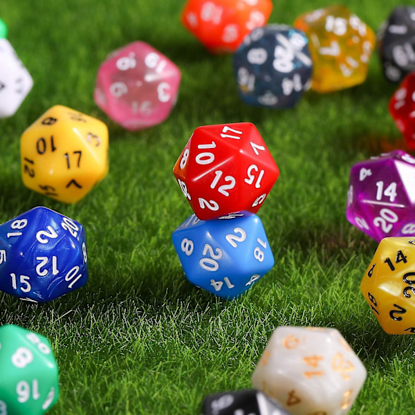 25-delt polyhedral terningsett med svart veske for Dnd Rpg Mtg og andre brettspill med tilfeldig flerfarget utvalg (d20)