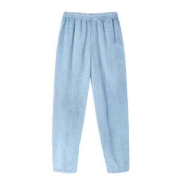 Höst-Vinter Dam Lösa Flanell Morgonrockar Klänningar Nattkläder Korall Fleece Pyjamas Klänning Söt Cartoon Monster Plysch Nattklänning blue pants M