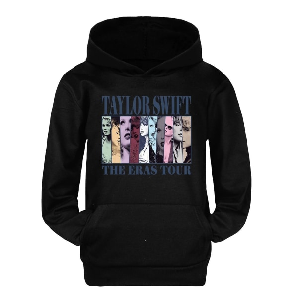 3-16 år Barn Pop Taylor Swift The Eras Tour Printed hoodie Flickor Pojkar Huvtröja Pullover Toppar Black 3-4T 110CM