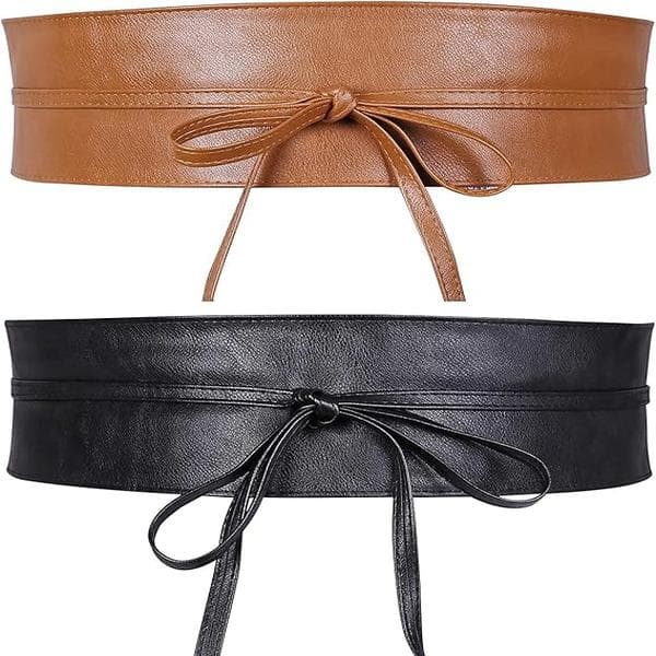 2-pack Dam Brett Bälte Mjukt Konstläder Obi Bälte Brett