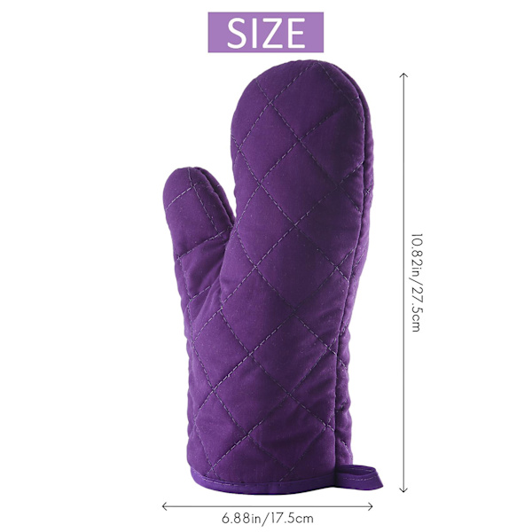 1 par varmebestandige bomuldsbagehandsker grydeholder bagehandsker Purple