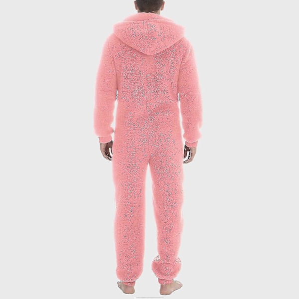 Mænds En-delt Flanel Pyjamas Fuzzy Fleece Flanel Onesies Nattøj Letvægts Plus Størrelse Varmt Vinter Jumpsuit Pjs11 Grey M