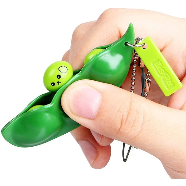 6 delar dekompressionsärtor i en pod nyckelring Edamame nyckelring Stress relief leksaksärtor hängande nyckelring