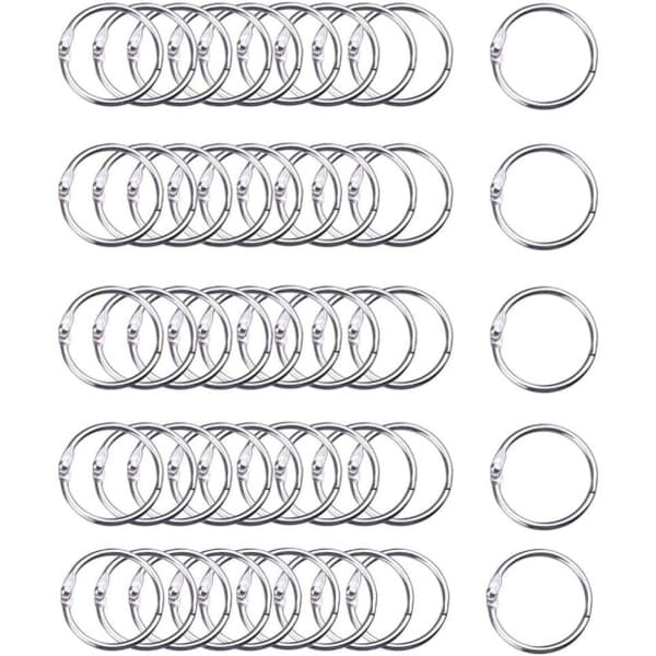 Bogringe Metalringe 50 stk 32 mm Bogbindingsringe til Notesbog