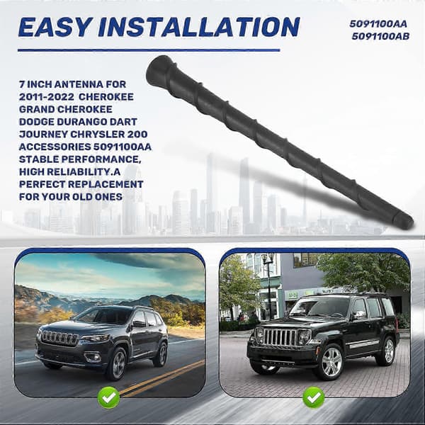7 tommer antenne til Jeep Cherokee Dodge Chrysler 2011-2022