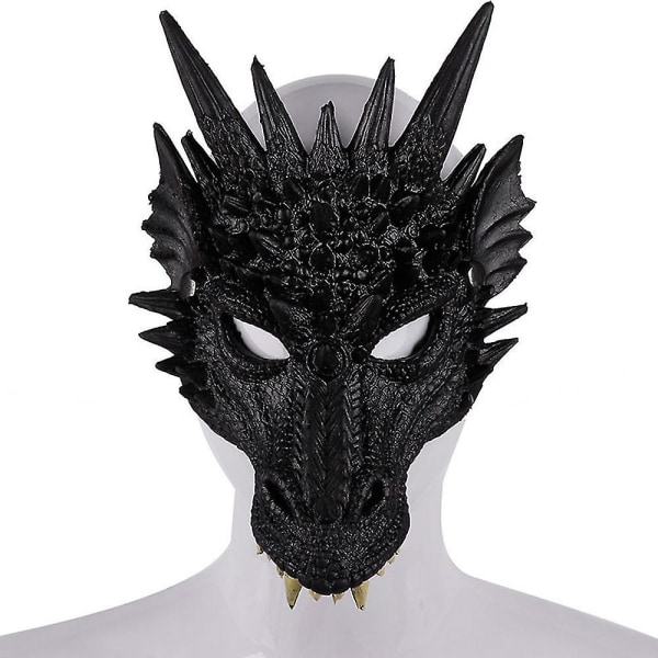 Halloween Cosplay Full Mask Adult Party Props 3D Dragon Mask Black