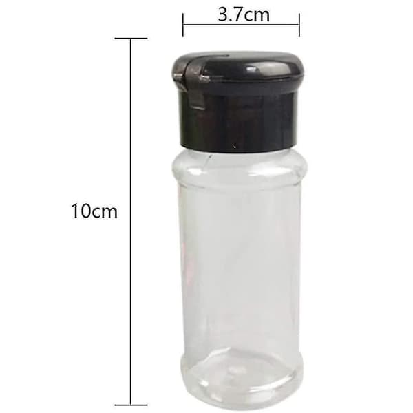 12-pack kryddburkar i plast med lock, 100 ml kryddförvaringsflaska för smaksättning peppar