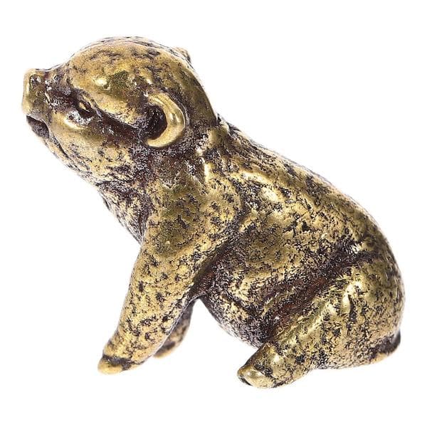 Messing Lille Gris Form Figur Boligindretning Statue Miniature Griseskulptur