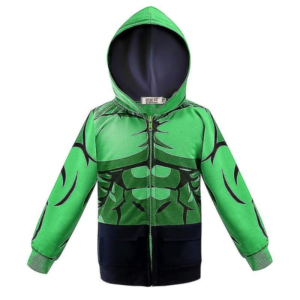 Spider-man hettejakke for gutter 3-8 år, hettegenser med glidelås for barn Hulk 140