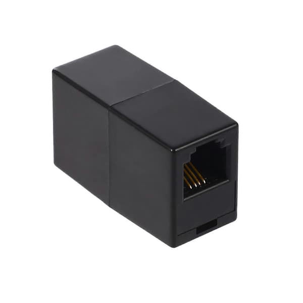 RJ11-kobling, lige telefon-inline-kobling RJ11 6P4C inline Keystone Jack hun til hun lige telefonkabel forlængeradapter (sort)