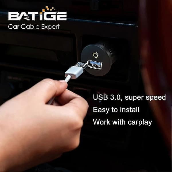 USB 3.0 og 3.5mm Bilmontering Flush Kabel 3.5mm + USB3.0 Aux Forlengelse Dashpanel