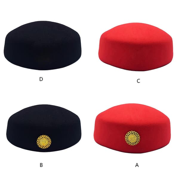 Stewardesse Pillbox Hat Stewardesse Kasket Flyværtinde Hat Stewardesse Hat Baret Hat Kvinder Formel Fly Stewardesse Hat Black Bailey without
