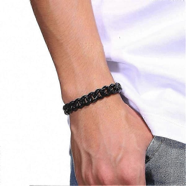 Cubansk armbånd i rustfrit stål til mænd, 3 mm til 11 mm breddemuligheder black 5 mm