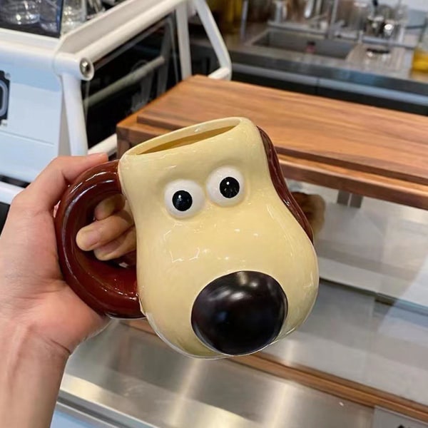 Gromit tecknad hundmugg Keramisk söt hundkopp med stor kapacitet Multifunktionsmugg för vatten Kaffe Mjölk