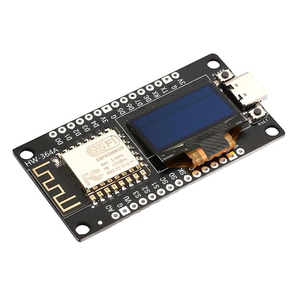 Nodemcu ESP8266 Utviklingskort Seriell Wifi-modul CH340G med 0.96 OLED-skjerm for /Micropython Black