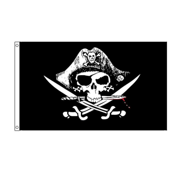 Piratflagg for utendørs bruk og piratfester (2 stk, svart+rød)