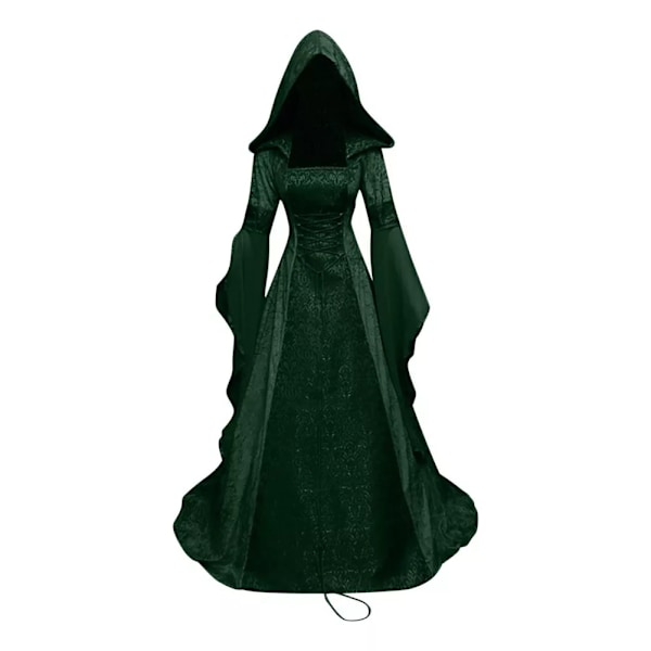 Gotisk Huvad Kläning Brudklänning Cosplay Halloween Verde L