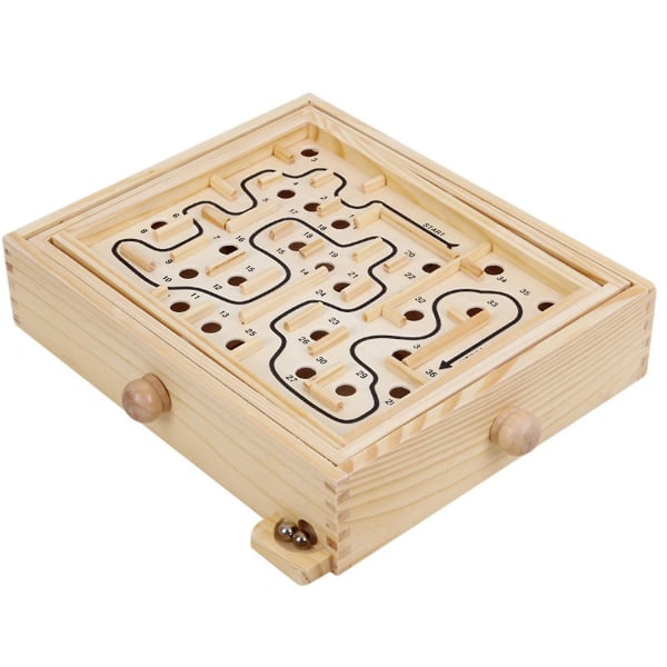 Wooden Labyrinth Game Balance Holde Desktop Group Spill Klassisk Puslespill Leke For Middle