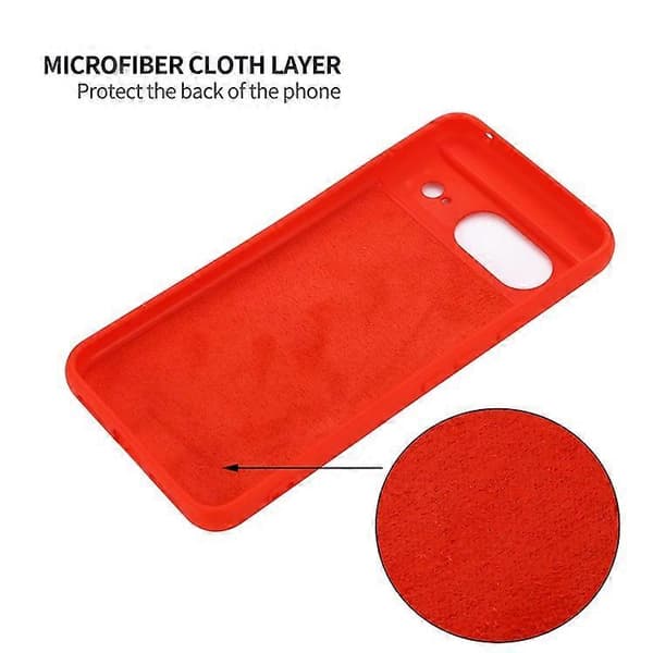 Kompatibel med Google Pixel 8 Anti-Fingeravtryck Mobilskal Flytande Silikon Mjukt Foder Baksida Red