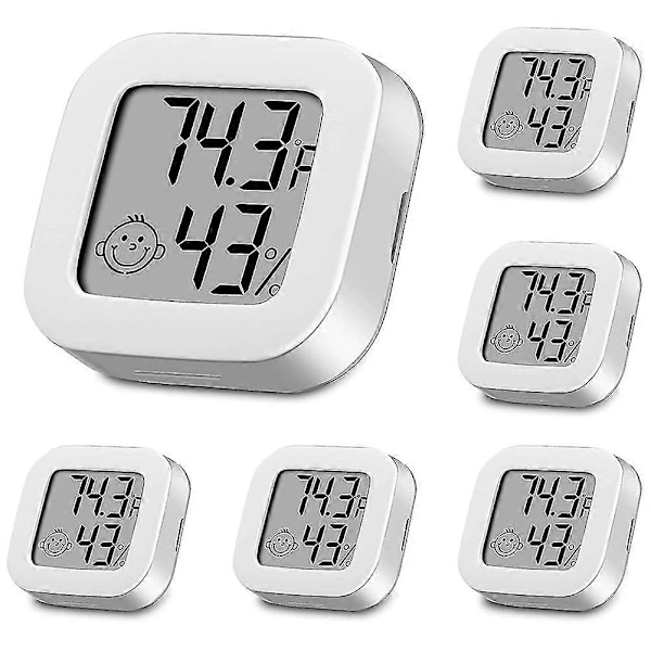 6 Pieces Humidity Gauge Humidity Sensor Indoor Thermometer Hight Accurate Temperature And Humidity White