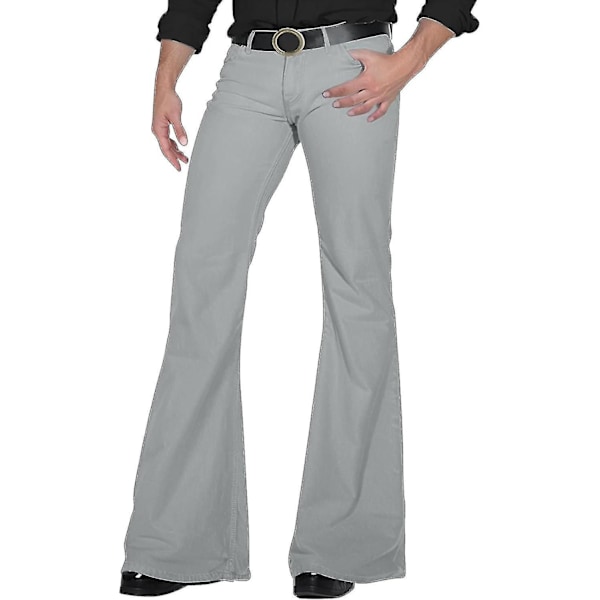 70'er Disco Bukser til Mænd Herre Bell Bottom Jeans Bukser 60'er 70'er Bell Bottoms Vintage Denim Bukser Jeans til Mænd A005-gray XX-Large