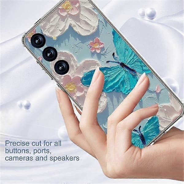 För Samsung Galaxy S25+(Plus) Mobilskal IMD Mönstertryck PC TPU Mobilskydd Blue Butterfly