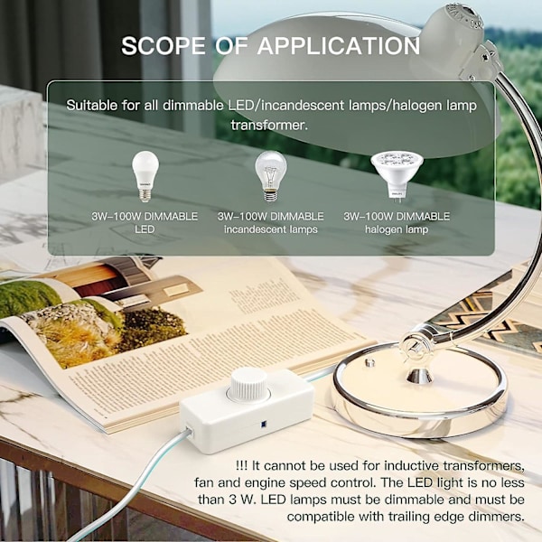 LED Lysdæmper 3w-100w Dæmperskifter og Rotationsdæmper 220-240v med Dæmpbar Smartknap til Dæmpbare LED-lamper osv.