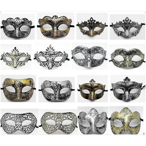 32 kpl Mardi Gras Mask Masquerade Mask Vintage Antiikkinaamio Kulta Hopeahyvä Multicolor 32pcs