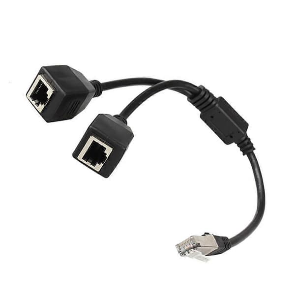 2X RJ45 Ethernet Splitterkabel, 1 han til 2 hun Ethernet-forbindelseskabel Egnet Cat6 LAN Ethernet-stikadapter Black