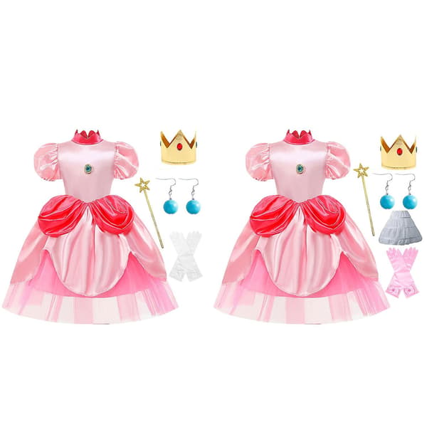 Peach Prinsesse Klæd-Ud Sæt med Tilbehør til Piger - Klar til Cosplay A 130