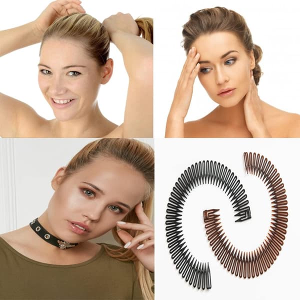 Full Circular Stretch Comb, 2 st Stretch Hårkam Band, Flexibel Plast Cirkelkam