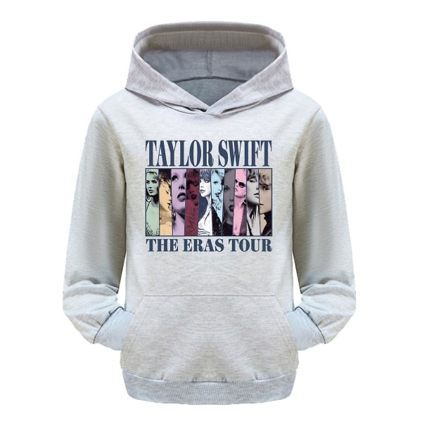 3-16 år Børn Pop Taylor Swift The Eras Tour Trykt Hoodie Piger Drenge Hættetrøje Pullover Toppe Grey 7-8T 130CM