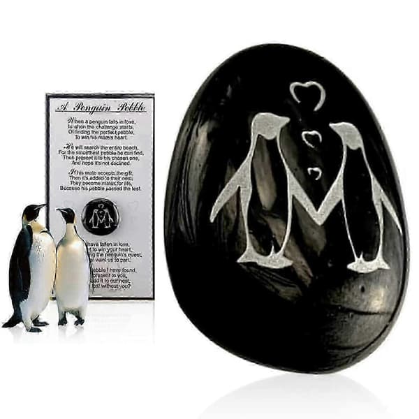 Pebble & Stone Set med Positivity Penguin - Perfekt present till nära och kära