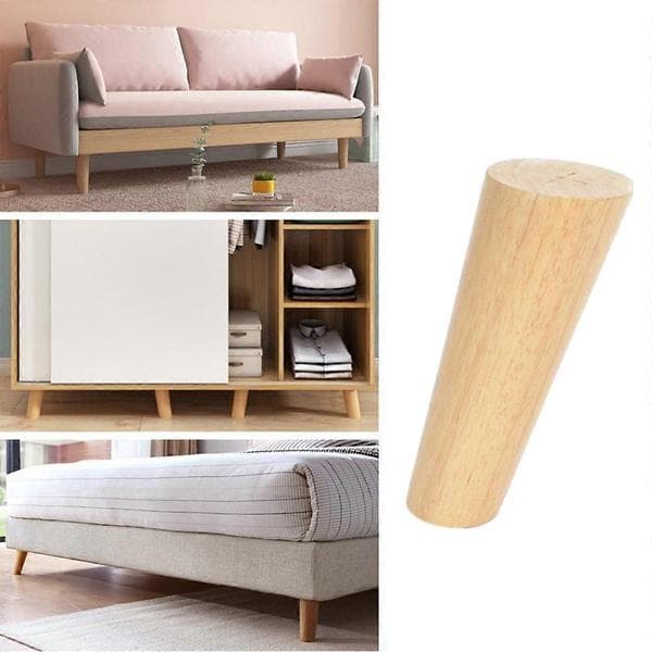 Sæt med 4 møbelben i massivt træ til sofa, TV, seng, spisebord