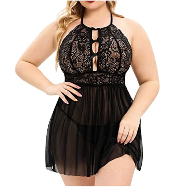 BH för kvinnor BH Kvinnors Mode Stor Storlek Sling Soild Sexy Lingerie Spets Rosett Nattklänning Kvinnors Lingerie Push up BH för kvinnor på Svart, 2XL