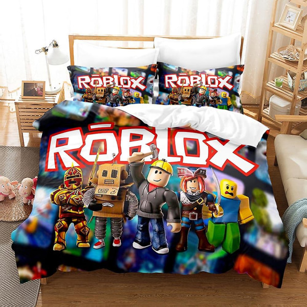 R09 Roblox 3D-tulostettu vuodevaatesetti, peitto, tyynynpäällinen, lasten lahja AU single 140x210cm