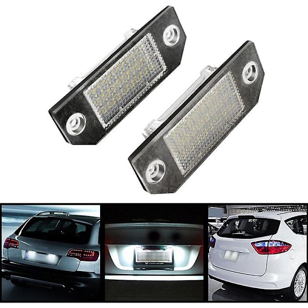 2 stk. LED nummerpladelygte 12V hvidt lys passer til Ford Focus C-max Mk2 - Hvid